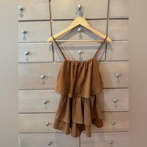 GREY LAB Brown Tiered Ruffled Romper